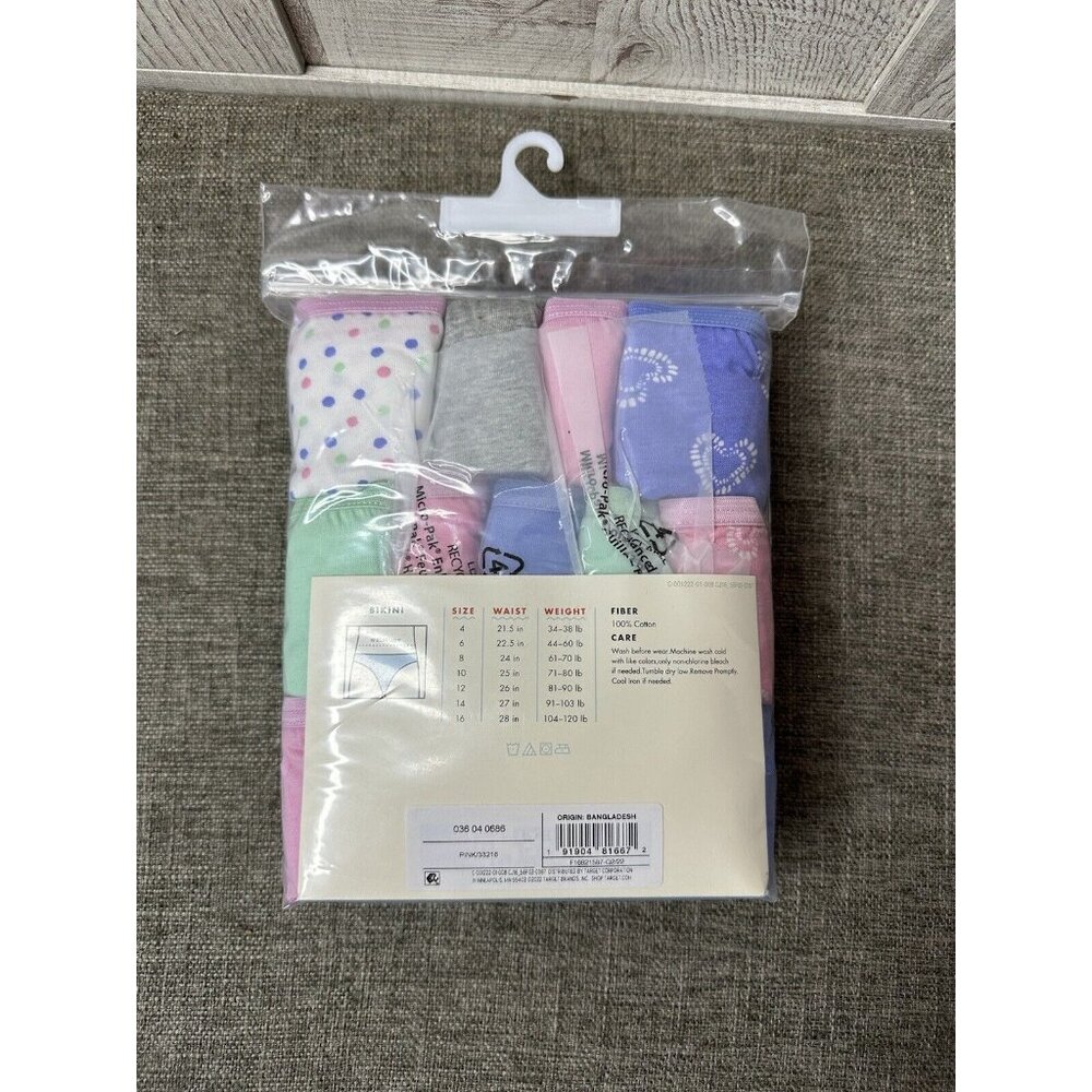 Cat & Jack Girls Underwear Bikini Style Size 14 (Waist 27") 14 Pack 100% Cotton - Picture 2 of 4